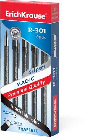 Ручка гелевая сo стираемыми чернилами R-301 Magic Gel 0.5, цвет чернил черный, арт. 46435, производитель ErichKrause® (Эрих Краузе), ISBN 404-1-48546-435-8 № 1