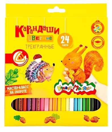 Цветные карандаши трехгранные, 24 цвета, арт. КТКМ24, производитель ФАРМ, ISBN 460-2-72306-855-6 № 1