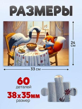 Пазлы 60 элементов Лиса и журавль, арт. П60-3535, производитель Рыжий кот, ISBN 467-0-41973-535-8 № 4