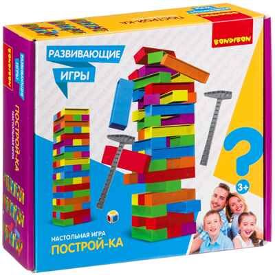 Развивающие игры башня «ПОСТРОЙ-КА», 54 блока, арт. ВВ4152, производитель Bondibon (Бондибон), ISBN 489-5-13604-261-3 № 1