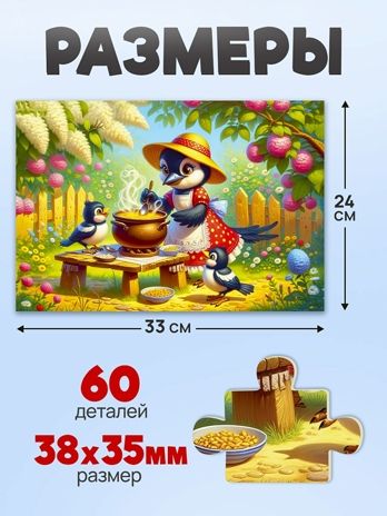 Пазлы 60 элементов Сорока-белобока, арт. П60-3536, производитель Рыжий кот, ISBN 467-0-41973-536-5 № 2