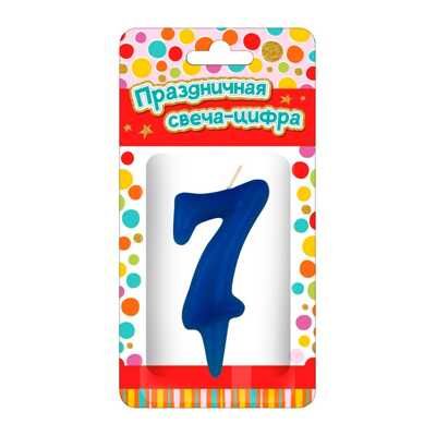 Парафиновая свеча в торт "Тортик" (цифра 7), в блистере, производитель ND Play, ISBN 469-0-24124-980-9 № 1
