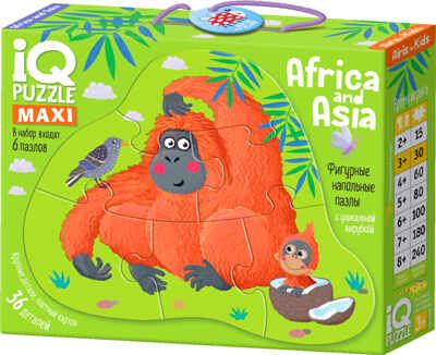 IQ Пазл Напольный  Африка и Азия (Africa & Azia) 3+, производитель Айрис-пресс , ISBN 978-5-81128-414-6 № 1