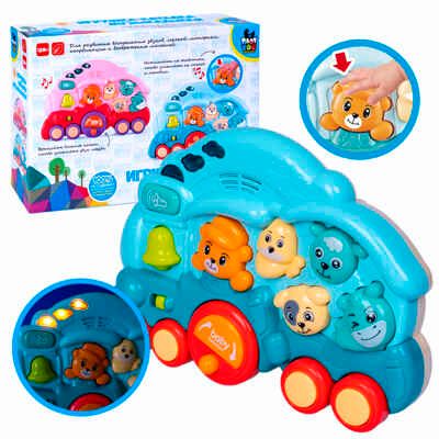 Игрушка-каталка Паровозик с животными, музыкальная, голубая, арт. ВВ5839, производитель Bondibon (Бондибон), ISBN 489-5-13606-097-6 № 5
