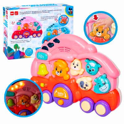 Игрушка-каталка паровозик с животными, музыкальная, розовая,арт. ВВ5840, производитель Bondibon (Бондибон), ISBN 489-5-13606-098-3 № 1