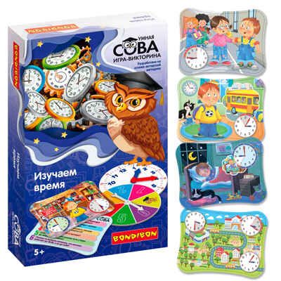 Игра-викторина Умная Сова Изучаем время, арт. ВВ5199, производитель Bondibon (Бондибон), ISBN 489-5-13605-458-6 № 1
