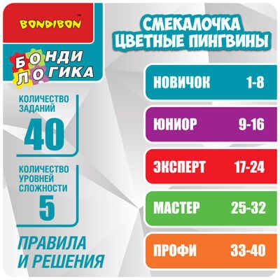 Логическая игра Смекалочка. Цветные пингвины, арт. ВВ5678, производитель Bondibon (Бондибон), ISBN 489-5-13605-827-0 № 6