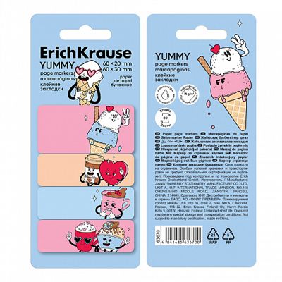 Клейкие закладки бумажные Yummy, 60x20 мм, 60x30 мм, 80 листов, арт. 63670, производитель ErichKrause® (Эрих Краузе), ISBN 404-1-48563-670-0 № 3