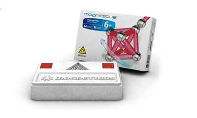 MAGNETICUS конструктор 34 элементов / красный /  24 палочки + 10 шариков МК-0034 R, производитель Magneticus, ISBN 460-7-08196-014-6 № 1