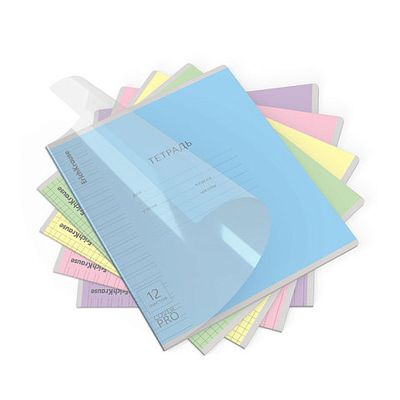 Тетрадь школьная ученическая с пластиковой обложкой на скобе Классика CoverPrо ассорти, А5+, 12 листов, узкая линейка, арт. 60553, производитель ErichKrause® (Эрих Краузе), ISBN 460-1-92160-553-2 № 1