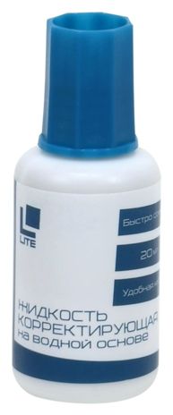 Корректирующая жидкость LITE кисточка 20 мл. водная, арт. CFLCH-20, производитель ФАРМ, ISBN 460-2-72319-596-2 № 1