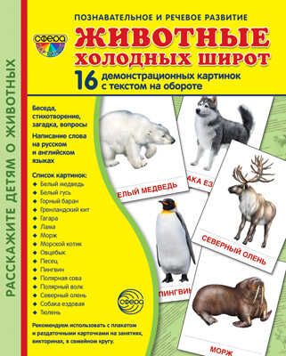 Демонстрационные картинки СУПЕР. Животные холодных широт. 16 демонстрационных картинок с текстом, производитель Сфера ТЦ , ISBN 978-5-99493-531-6 № 1