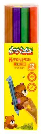 Набор цветных карандашей Jumbo Мишки 12 цветов, с точилкой, арт. КПКМ12-М, производитель ФАРМ, ISBN 460-2-72315-772-4 № 4