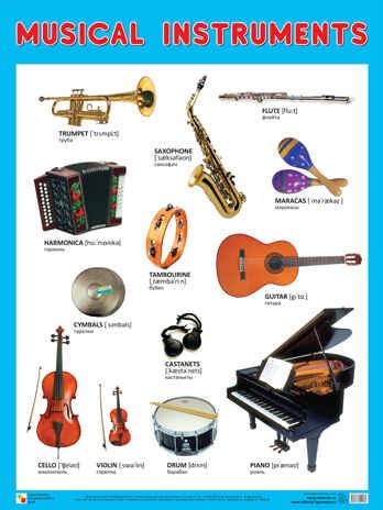 MUSICAL INSTRUMENTS (Музыкальные инструменты), плакат 45х60, производитель МОЗАИКА-СИНТЕЗ , ISBN 978-5-43151-006-9 № 1
