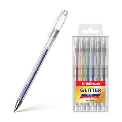 Набор из 6 гелевых ручек R-301 Glitter, арт. 46526, производитель ErichKrause® (Эрих Краузе), ISBN 404-1-48546-526-3 № 1