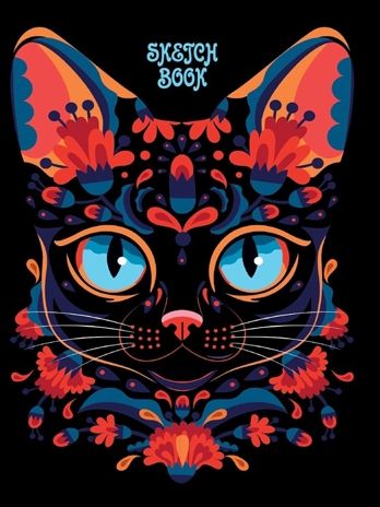 Скетчбук А5. Кот ЛЯ РУС (черная резинка), производитель Проф-Пресс , ISBN 467-0-15917-929-0 № 1