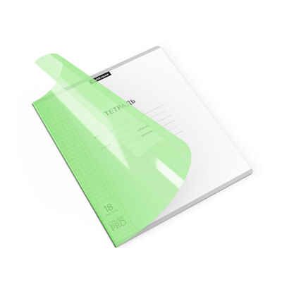 Тетрадь школьная ученическая с пластиковой обложкой на скобе Классика CoverPrо Neon, зеленый, А5+, 18 листов, клетка, арт. 56366, производитель ErichKrause® (Эрих Краузе), ISBN 460-1-92156-366-5 № 1