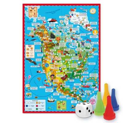 Игра-ходилка с фишками. Вокруг света. Северная Америка. 59,5х42 см., производитель ГЕОДОМ , ISBN 460-7-17745-548-8 № 2