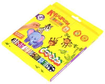 Набор цветных карандашей Зоопарк 24 цвета трехгранные с принтом на корпусе, арт. КТПКМ24, производитель ФАРМ, ISBN 460-2-72315-776-2 № 5