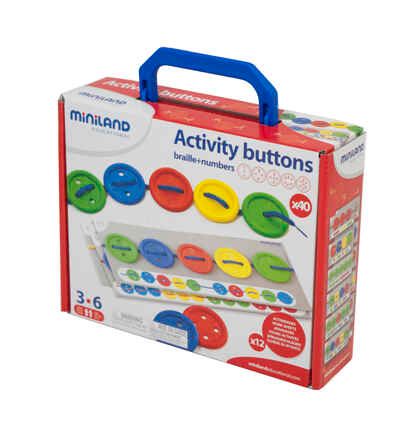 31791 НАБОР ОБУЧАЮЩИЙ СО ШНУРОВКОЙ ACTIVITY BUTTONS В ЧЕМОДАНЧИКЕ, производитель Miniland (Минилэнд), ISBN 841-3-08231-791-1 № 1