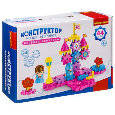 Логические, развивающие игры и игрушки  Конструктор на шестеренках «ВЕСЕЛАЯ КАРУСЕЛЬ» 44 дет., арт. ВВ3300, производитель Bondibon (Бондибон), ISBN 489-5-13603-216-4 № 1