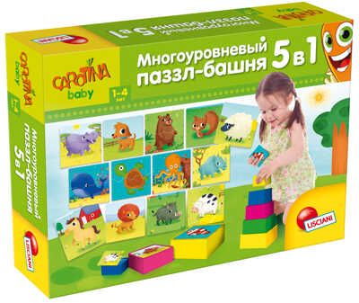МНОГОУРОВНЕВЫЙ ПАЗЗЛ-БАШНЯ 5 в 1, производитель Lisciani (Лишиани), ISBN 800-8-32406-353-6 № 1