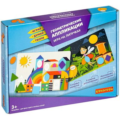 Настольная игра на липучках ГЕОМЕТРИЧЕСКИЕ АППЛИКАЦИИ Играй Думай Твори , арт. ВВ4553, производитель Bondibon (Бондибон), ISBN 489-5-13604-700-7 № 2