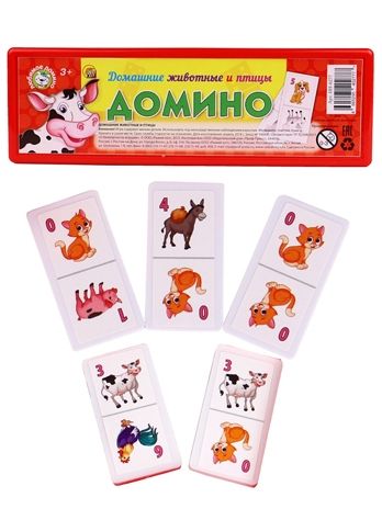 Домино в пластиковом футляре Домашние животные и птицы, арт. ИН-0277, производитель Рыжий кот, ISBN 466-5-29540-277-7 № 1