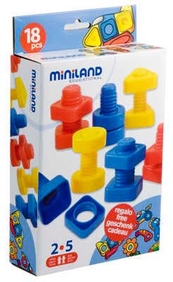  Набор "Винтики и гаечки" (9 винтиков и 9 гаек) 18 деталей, производитель Miniland (Минилэнд), ISBN 841-3-08231-758-4 № 1