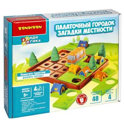 Игра настольная логическая Палаточный городок. Загадки местности, арт. ВВ5077, производитель Bondibon (Бондибон), ISBN 489-5-13605-391-6 № 1