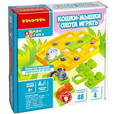 Игра настольная логическая Кошки-мышки. Охота играть, арт. ВВ5076, производитель Bondibon (Бондибон), ISBN 489-5-13605-390-9 № 1