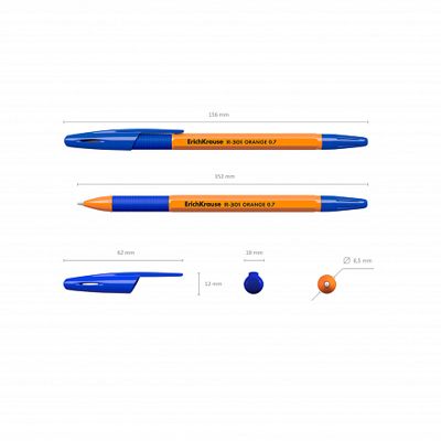 Ручка шариковая R-301 Stick&Grip Orange 0.7, цвет чернил синий, арт. 39531, производитель ErichKrause® (Эрих Краузе), ISBN 404-1-48539-531-7 № 3