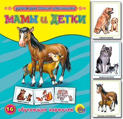 Мамы и детки (Серия: Обучающие карточки), арт.020359, производитель Проф-Пресс , ISBN 978-5-37807-283-5 № 1