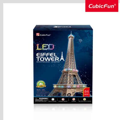 3D пазл Эйфелева башня с LED-подсветкой, 84 детали, арт. L091h, производитель Cubicfun, ISBN 694-4-58820-507-2 № 1