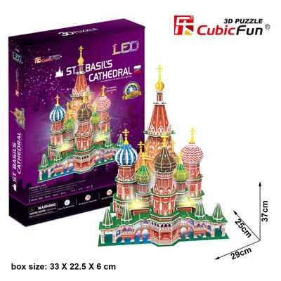 3D пазл Храм Василия Блаженного с LED-подсветкой, 224 детали, арт. L519h, производитель Cubicfun, ISBN 694-4-58820-519-5 № 3