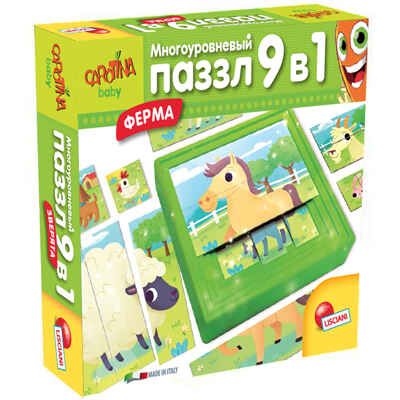 R63482 МНОГОУРОВНЕВЫЙ ПАЗЗЛ 9 В 1 ФЕРМА, производитель Lisciani (Лишиани), ISBN 800-8-32406-348-2 № 1