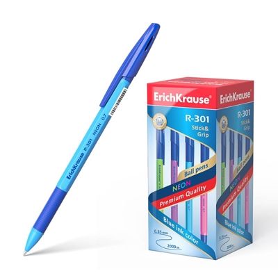 Ручка шариковая ErichKrause® R-301 Neon Stick&Grip 0.7, цвет чернил синий, арт. 42751, производитель ErichKrause® (Эрих Краузе), ISBN 404-1-48542-751-3 № 1