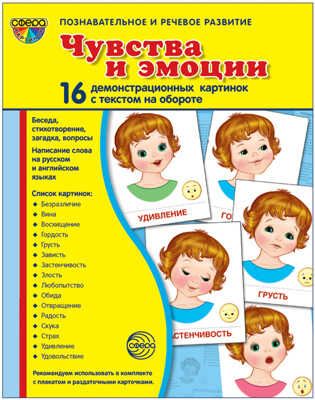 Демонстрационные картинки СУПЕР. Чувства и эмоции. 16 демонстрационных картинок с текстом, производитель Сфера ТЦ , ISBN 978-5-99493-611-5 № 1