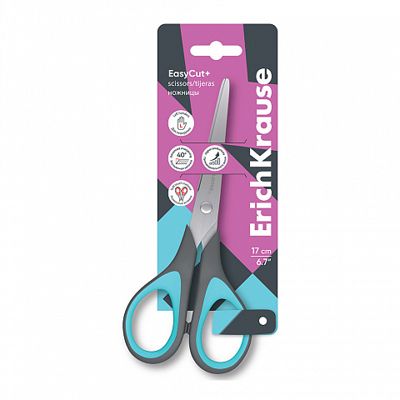 Ножницы для левшей EasyCut+, 17 см, ассорти, арт. 60840, производитель ErichKrause® (Эрих Краузе), ISBN 404-1-48560-840-0 № 1