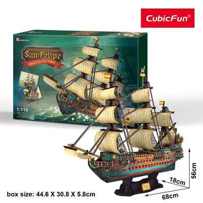 3D пазл Корабль San Felipe, 248 деталей, арт. T4017h, производитель Cubicfun, ISBN 694-4-58824-017-2 № 3