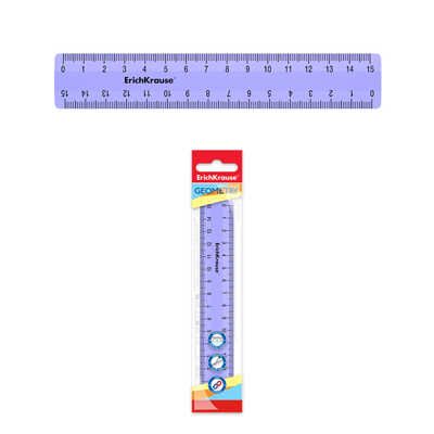 Линейка пластиковая Пастель, 15см, фиолетовая, во флоупаке, арт. 49537, производитель ErichKrause® (Эрих Краузе), ISBN 463-0-07335-547-7 № 1