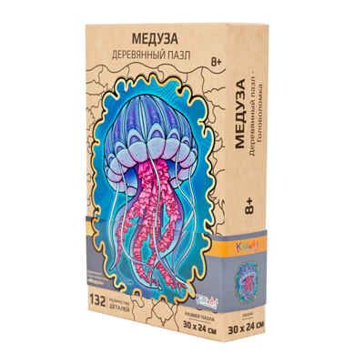 Фигурный деревянный пазл "Медуза", арт. W21002, производитель KiddieArt, ISBN 462-0-12527-089-6 № 1