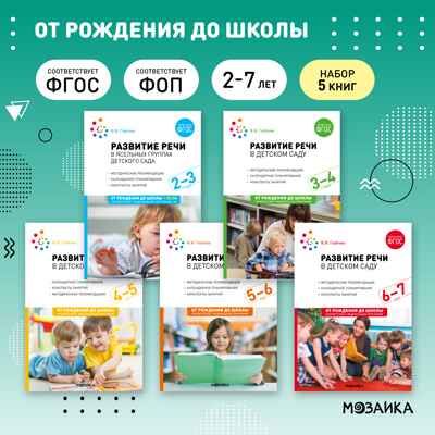 Развитие речи в детском саду. Комплект методических пособий. 2-7 лет. Конспекты занятий. ФГОС. ФОП, производитель МОЗАИКА-СИНТЕЗ , ISBN 978-5-43153-695-3 № 1